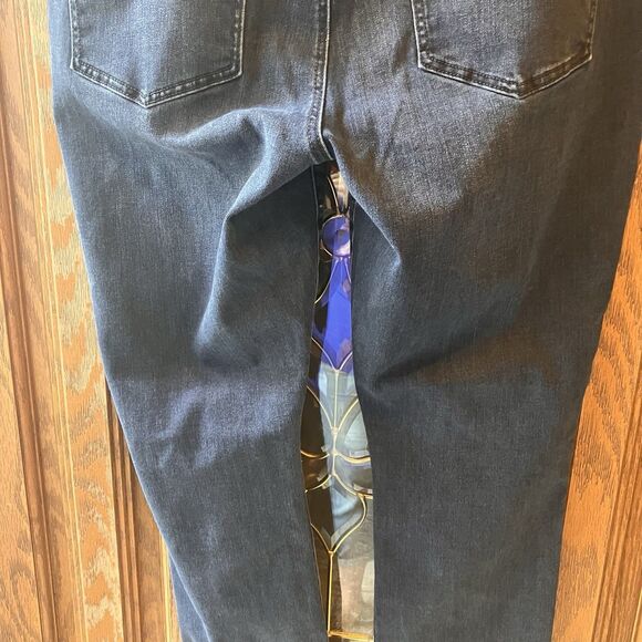 CAbi Jeans 3194 SKINNY Distressed Dark Wash Blue STRETCH Womens Size 14 Mid Rise - Picture 14 of 16